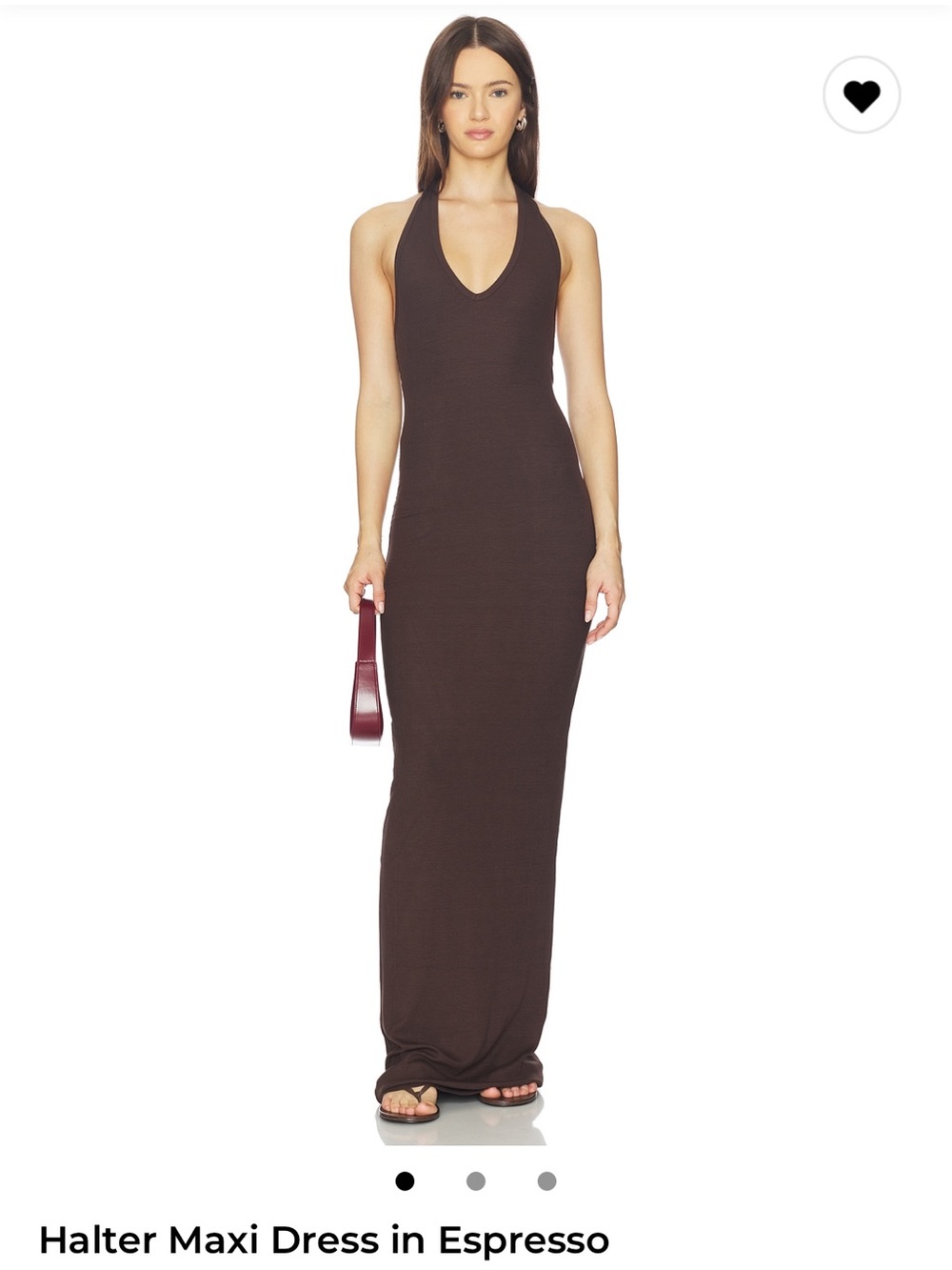 Eterne halter maxi dress- espresso size XS